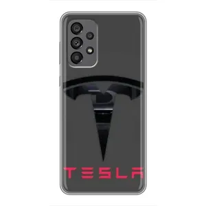 Силиконовый бампер с картинкой машины на Samsung Galaxy A73 (5G) (Logo TESLA)