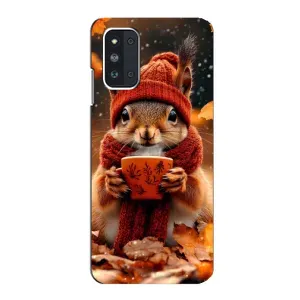 Печатный чехол «Зверята с кофе» для Samsung Galaxy F52 5G (E526) (Белка с кофе)