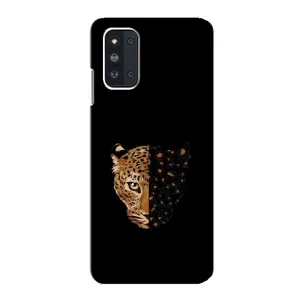 Чехол с леопардовым принтом на Samsung Galaxy F52 5G (E526) (Леопард на черном)