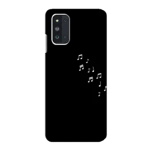 Чехол с картинками на черном фоне для Samsung Galaxy F52 5G (E526) (Ноты)