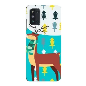 Силиконовый бампер с картинкой животных для Samsung Galaxy F52 5G (E526) (Олень с шарфом)