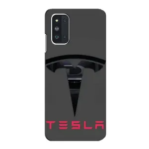 Силиконовый бампер с картинкой машины на Samsung Galaxy F52 5G (E526) (Logo TESLA)
