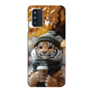 Печатный чехол «Зверята с кофе» для Samsung Galaxy F52 5G (E526) (Тигр с кофе)