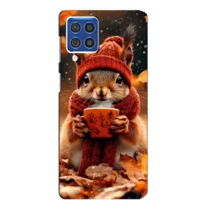 Друкований чохол 'Звірята з кавою' для Samsung Galaxy F62 (Білка з кавою)