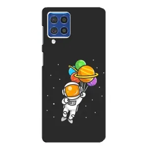 Силіконовый Чохол з принтом "Космонавти" на Samsung Galaxy F62 (Космонавт з кульками)