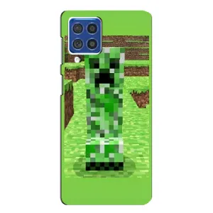 Чехлы для Samsung Galaxy F62 (Персонажи Майн Крафт) (Крипер 2)