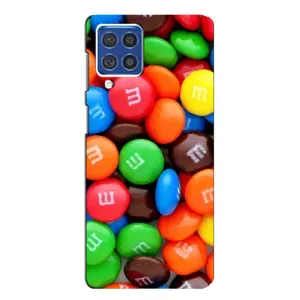 Чехол с изображением вкусной еды для Samsung Galaxy F62 (Разноцветные M&M'S)
