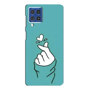 Чехлы (Знак сердечка) на Samsung Galaxy F62 (Сердечко на бирюзовом)