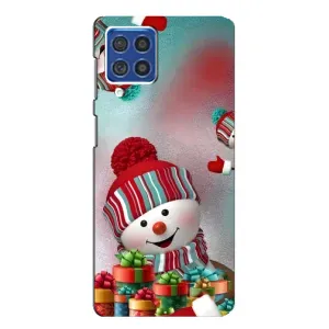 Чехлы на Новый Год Samsung Galaxy F62 (Снеговик в шапке)