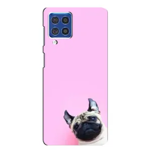 Бампер для Samsung Galaxy F62 з картинкою "Песики" (Собака на рожевому)