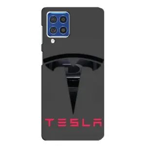 Силиконовый бампер с картинкой машины на Samsung Galaxy F62 (Logo TESLA)