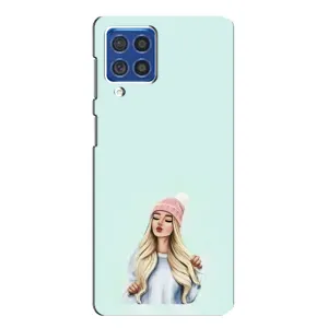 Силиконовый Чехол на Samsung Galaxy F62 с картинкой Стильных Девушек (В шапке)