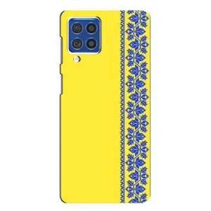 Силіконовый Чохол на Samsung Galaxy F62 (Вишиванка на жовтому фоні)