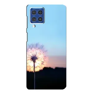 Силиконовый Чехол с одуванчиками на Samsung Galaxy F62 (Закат с одуванчиком)