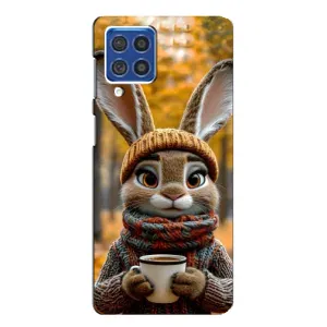 Друкований чохол 'Звірята з кавою' для Samsung Galaxy F62 (Зайчик з кавою)