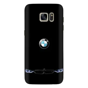 Силиконовый бампер с картинкой машины на Samsung Galaxy S7 Еdge / G935 (Черный BMW)