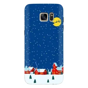 Силиконовый бампер на рождество для Samsung Galaxy S7 Еdge / G935 (Город в снегу)