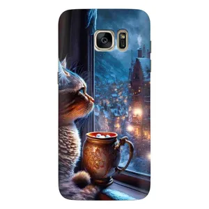 Чехлы на Новый Год Samsung Galaxy S7 Еdge / G935 (Кот новогодний)