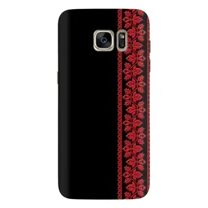 Силиконовый Чехол на Samsung Galaxy S7 Еdge / G935 (Красная Вышиванка)