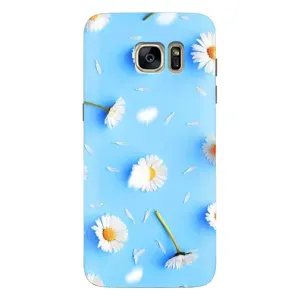 Чохол з Квітами для Samsung Galaxy S7 Еdge / G935 (ромашки на блакитному)
