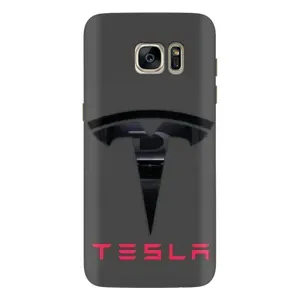 Силиконовый бампер с картинкой машины на Samsung Galaxy S7 Еdge / G935 (Logo TESLA)