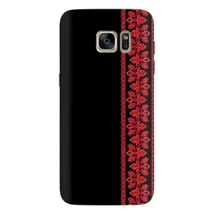 Силиконовый Чехол на Samsung Galaxy S7 Еdge / G935 с картинкой Вышиванки (Вышиванка на черном)