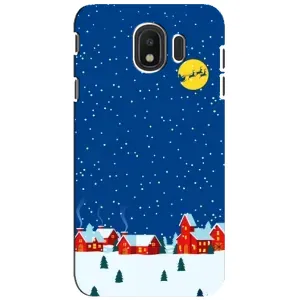 Силиконовый бампер на рождество для Samsung Galaxy J4 2018, SM-J400F (Город в снегу)