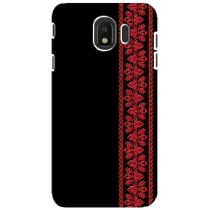 Силиконовый Чехол на Samsung Galaxy J4 2018, SM-J400F (Красная Вышиванка)