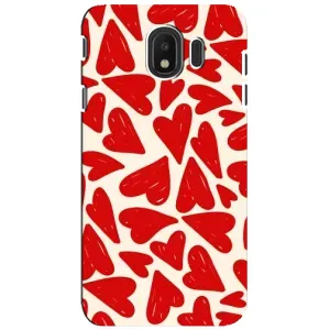 Чехлы с тематикой "Маленькие Сердечки" на Samsung Galaxy J4 2018, SM-J400F (Красные сердечка)