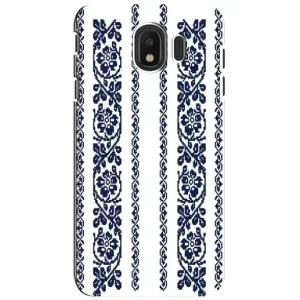 Силиконовый Чехол на Samsung Galaxy J4 2018, SM-J400F с картинкой Вышиванки (Синяя вышиванка)