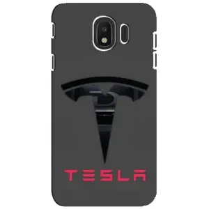 Силиконовый бампер с картинкой машины на Samsung Galaxy J4 2018, SM-J400F (Logo TESLA)