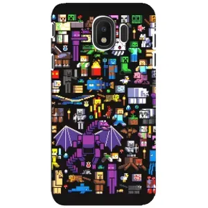 Чехол майнкрафт для Samsung Galaxy J4 2018, SM-J400F (Все персонажи)