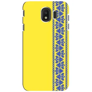 Силиконовый Чехол на Samsung Galaxy J4 2018, SM-J400F (Вышиванка на желтом)