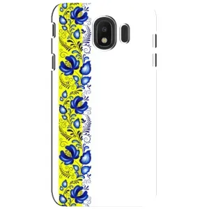 Силиконовый Чехол на Samsung Galaxy J4 2018, SM-J400F с картинкой Вышиванки (Желто-синяя вышиванка)