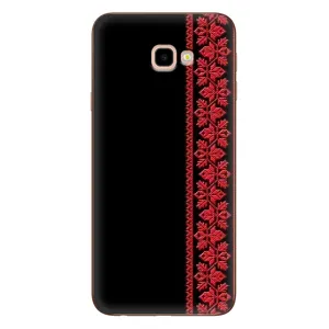 Силиконовый Чехол на Samsung Galaxy J4+, J4 Plus, J415 с картинкой Вышиванки (Вышиванка на черном)