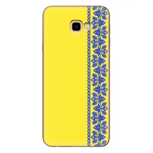 Силиконовый Чехол на Samsung Galaxy J4+, J4 Plus, J415 (Вышиванка на желтом)