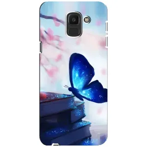Силиконовый бампер с картинкой животных для Samsung Galaxy J6 2018, J600F (Бабочка синяя)