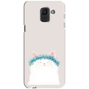 Чехол на тематику: Коты для Samsung Galaxy J6 2018 (J600F) (Белый котик)