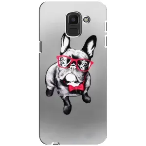 Чехол (ТПУ) Милые собачки для Samsung Galaxy J6 2018, J600F (Бульдог в очках)