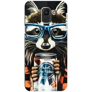 Силиконовый Чехол с Енотами на Samsung Galaxy J6 2018, J600F (Енот в очках)