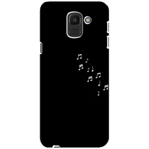 Чехол с картинками на черном фоне для Samsung Galaxy J6 2018, J600F (Ноты)