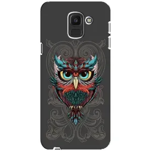 Чехлы с принтом СОВЫ для Samsung Galaxy J6 2018, J600F (Сова на сером)