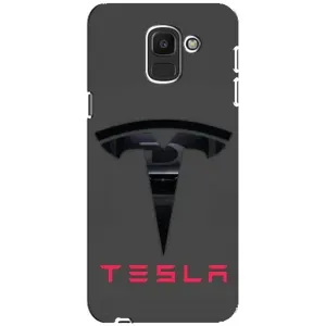 Силиконовый бампер с картинкой машины на Samsung Galaxy J6 2018, J600F (Logo TESLA)