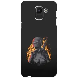 Силиконовый чехол с картинкой "Герой Pubg" на Samsung Galaxy J6 2018, J600F (В огне)