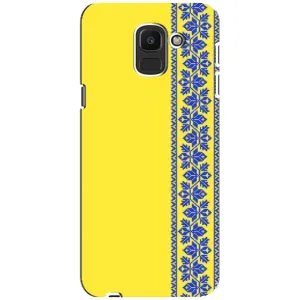 Силиконовый Чехол на Samsung Galaxy J6 2018, J600F (Вышиванка на желтом)