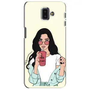 Силиконовый Чехол на Samsung Galaxy J6 Plus, J6 Plus, J610 с картинкой Стильных Девушек (С напитком)