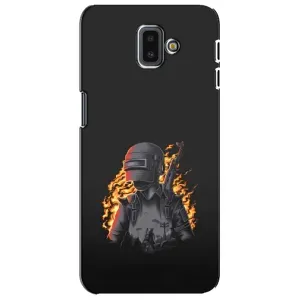 Силиконовый чехол с картинкой "Герой Pubg" на Samsung Galaxy J6 Plus, J6 Plus, J610 (В огне)