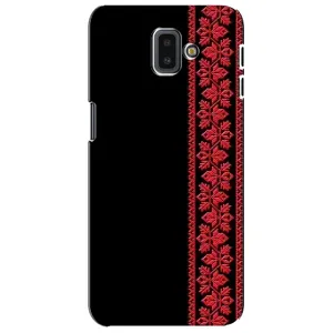 Силиконовый Чехол на Samsung Galaxy J6 Plus, J6 Plus, J610 с картинкой Вышиванки (Вышиванка на черном)