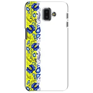 Силиконовый Чехол на Samsung Galaxy J6 Plus, J6 Plus, J610 с картинкой Вышиванки (Желто-синяя вышиванка)
