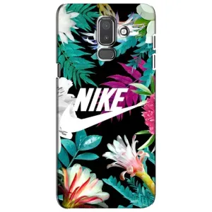Силиконовый Чехол на Samsung Galaxy J8-2018, J810 с картинкой Nike (Цветочный Nike)